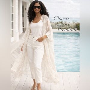 LOFT Relaxed Straight Crop Jeans 30/10 White Cotton Stretch